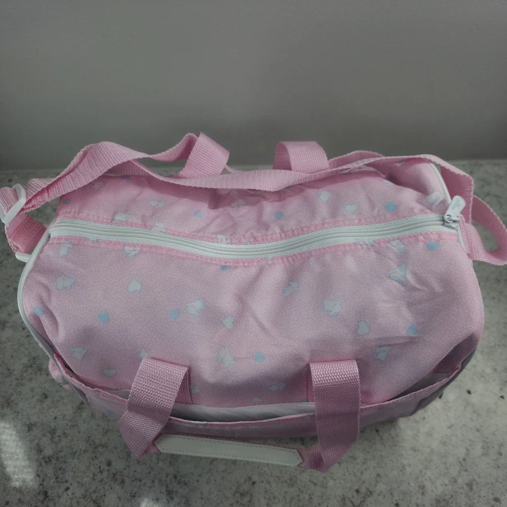Bye Bye Baby by Baby Connection Diaper Bag Pink Bunny Heart Print with Mat NWT